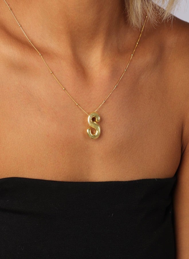 BAYLAY Initial Bubble Letter Necklace Balloon Letter A Pendant Bubble Letter Necklace Gifts Christmas for Women - Image 3